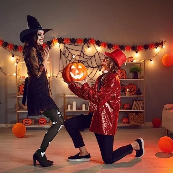 6 par Halloween-strømper Nyhed Halloween lårhøje strømper CDQ