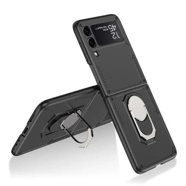 GKK Armor Samsung Galaxy Z Flip 3 Etui med Finger Ring - Sort Sort