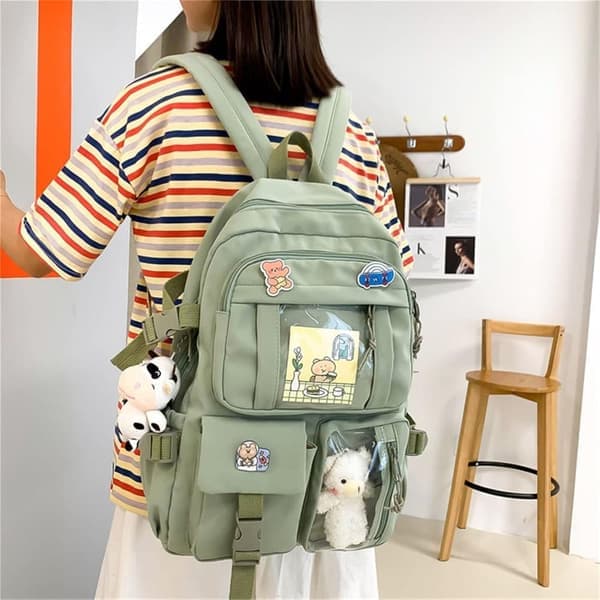 Cute Backpack with Large Capacity - With Decorative Pendants & Pins, For All School Ages