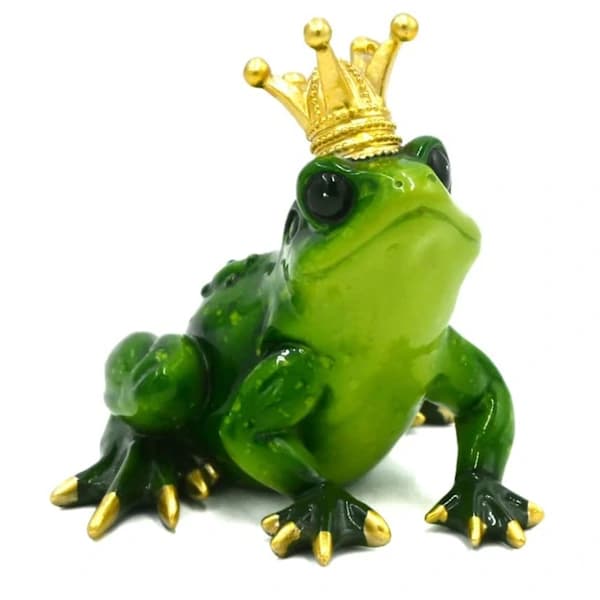 Groda Prins med Krone Ornament Samleobjekt Søt Figurin Groda Sittende Skulptur []