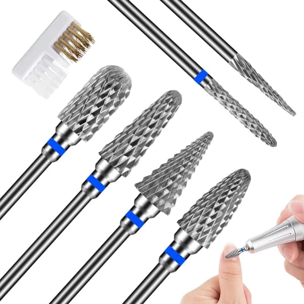 HA~6 Pcs Nail Drill Bits, 3/32 Inch Nail Drill Bit Set for Manicure, Dead Skin Removal