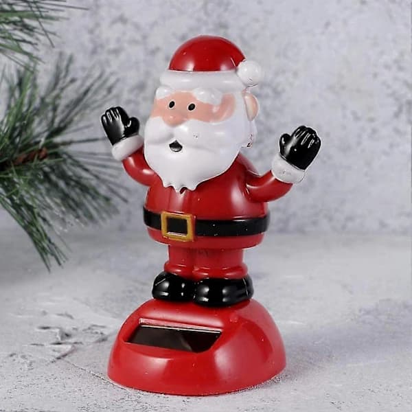 Santa Hode Ristende Solcellepynt til Juletre eller Bil Dashbord Sett med 2