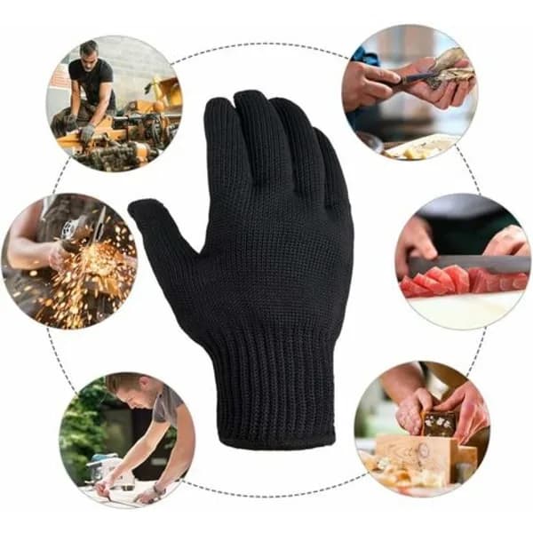 CDQ Kevlar og rustfritt stål M svarte vernehansker for menn