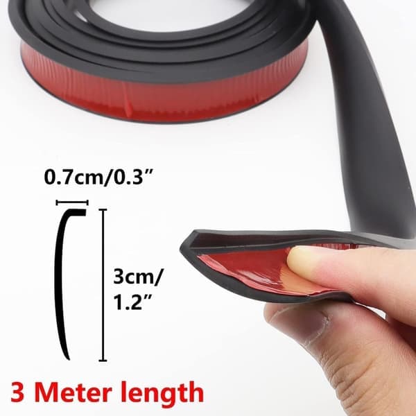 Skärmbreddare - Gummitätningslist - 3M*3CM, Svart