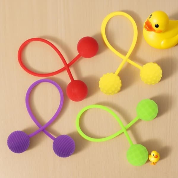 4 st Fidgetbollar, 4 stilar silikon elastiska texturbollar roliga handfidget stressreducerande leksaker