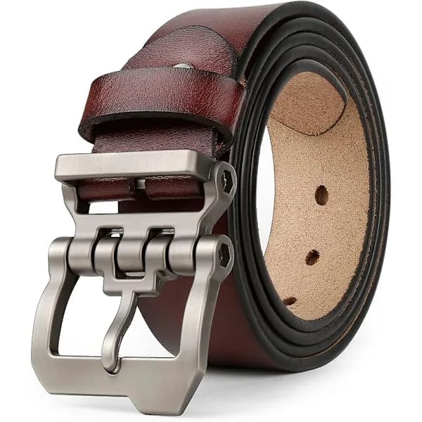HA~Læderbælte til mænd, stor størrelse 110cm-125cm, til jeans, sort brun 38mm
