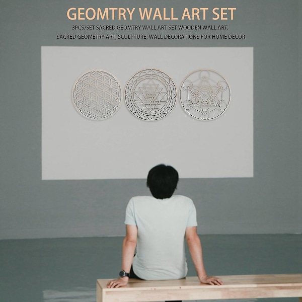 6 stk/sett Sacred Geomtry Veggkunst Sett Tretre Veggkunst, Sacred Geometry Art, Skulptur, Veggdekorati