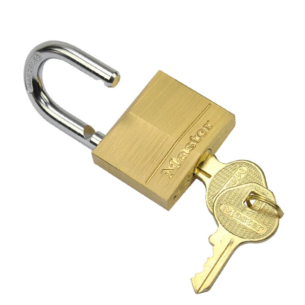 Mässingshänglås - 1 set (inklusive nyckel), kopparmaterial, gult, 40*60 mm