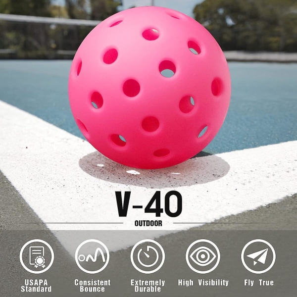 Pickleballs 6-pack Pickleball-bollar Uppfyller USAPA-krav | Välj inomhus eller utomhus | Dubbelton Luminous Grön Blå Rosa Tangerin Gul