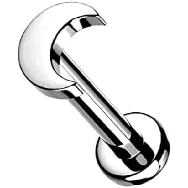 1,2 mm x 5 mm - Implantatkvalitet Flat Halvmåne Topp Internt Gjenget Solid G23 Implantatkvalitet Titan Flat Bak Labret