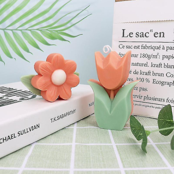 Geometrisk blomsterserie stearinlys silikoneform DIY tulipan aromatisk stearinlys