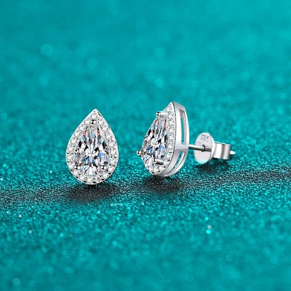 Sølv Øreringe med Stift til Kvinder Piger, Dråbeformede Cubic Zirconia Øreringe Sæt - Fine Bryllupsøreringe Smykker til Brude Brudepiger