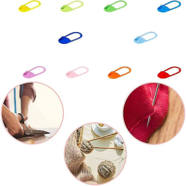 Låssöm, Låssömmarkörer, Färgglada virksömmarkörer, Säkerhetsnålar i plast, För stickning, Diy, Virkning(100st, slumpmässig färg)
