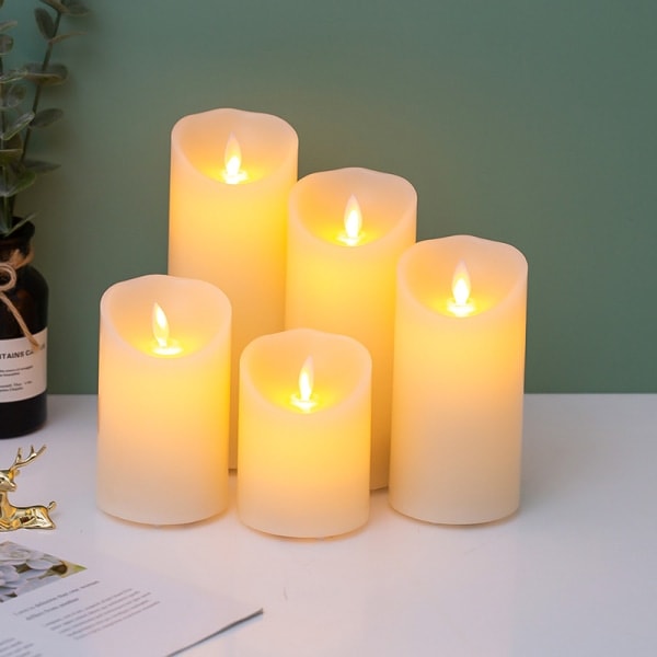 /HA/Flameless Outdoor Candle Waterproof LED Flickering Flame Battery Operated Candle with Remote and Timer Frosted Ivory Plastic.