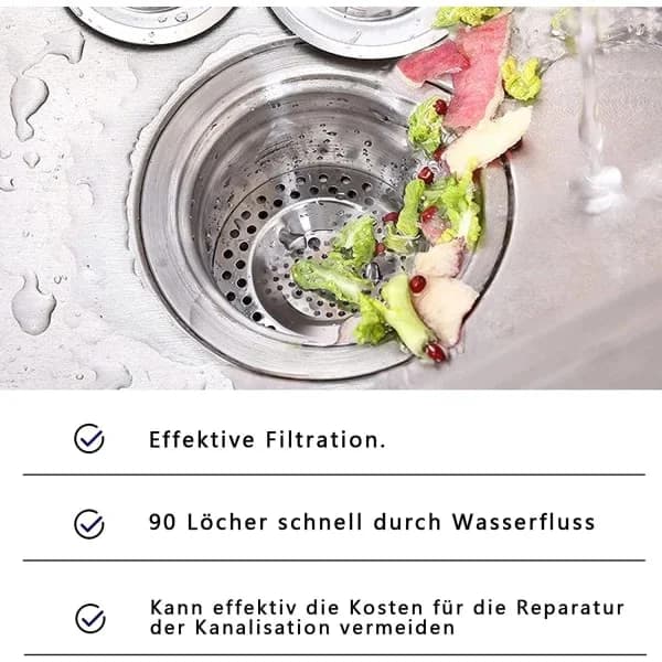 HA-Hårsil dusjfilter i rustfritt stål (sett med 3)