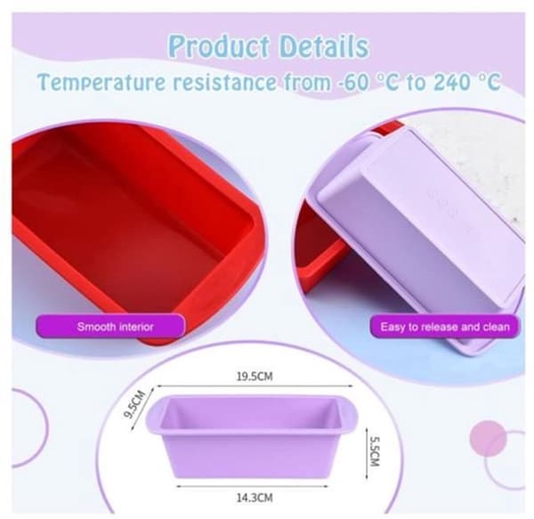 Silikone Mini Brødforme, Fleksibelt Nonstick 4-Stykke Sæt Til Brød, Brownies Og Kage, 19 X 9,5 X 5,5 Cm, Assorterede Farver