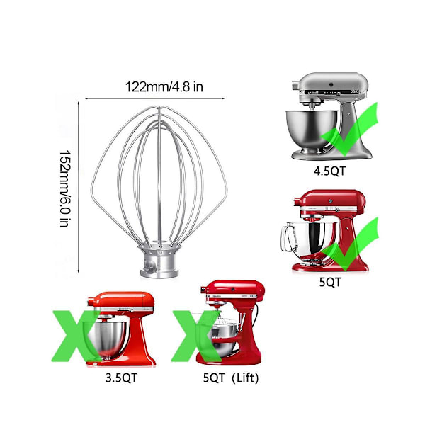 Til Kitchen Aide Assecories 4.5-5 Qt -hoved Stand Mixers Padle Tilbehør Til K45b/k5thcb/k5thbs