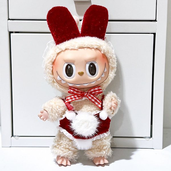 [HH] Dekorera Din 17cm Labubu Plysch Outfit Monsters Plysch Kläder för Vinter Skolväska Hängen 17cm 12 clothes only no plush