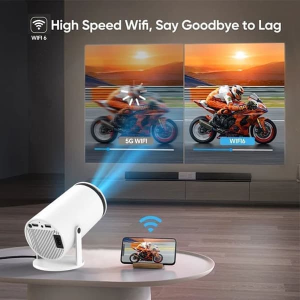 4K Smart Mini Projektor – Android 12, WiFi 6 & Bluetooth 5.2, 160 ANSI, 180° Roterbar, Auto Keystone