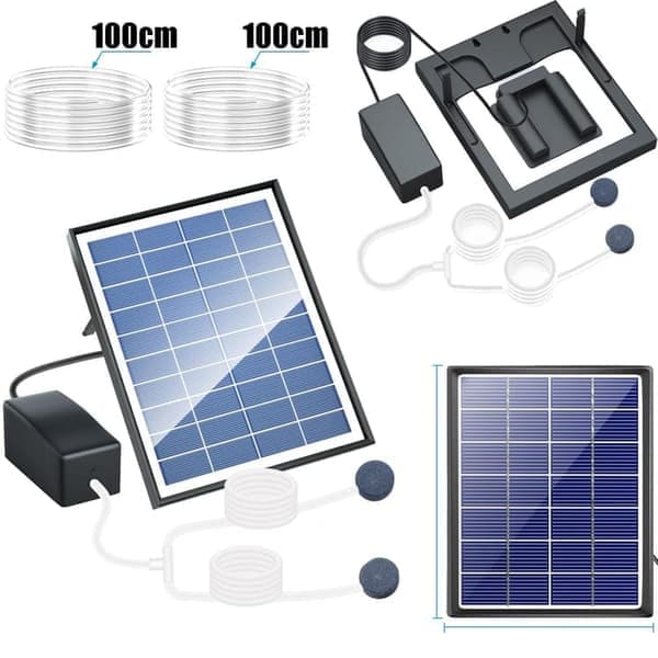 Solcellsdriven syrepump för damm och akvarium – Tyst luftpump med solpanel för utomhusbruk