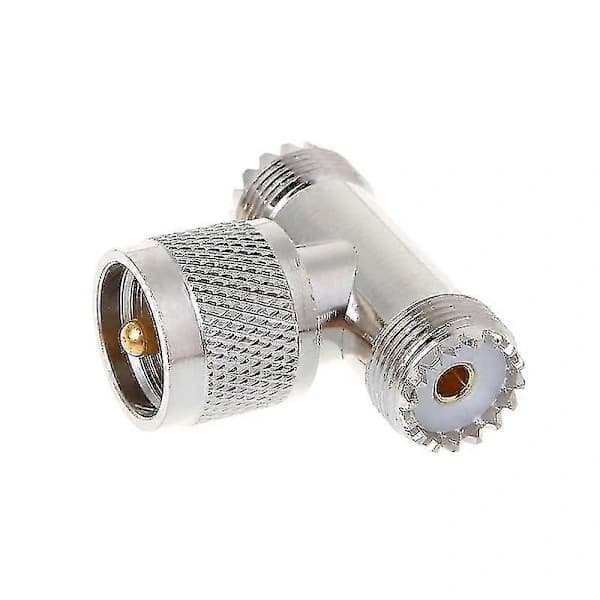T-formet UHF Han Pl259 til 2 UHF Hun So239 Trippel RF-stik 3-vejs Koaksialadapter