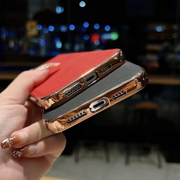 Læder Elektroplettering Telefoncover Til iPhone 14 Pro