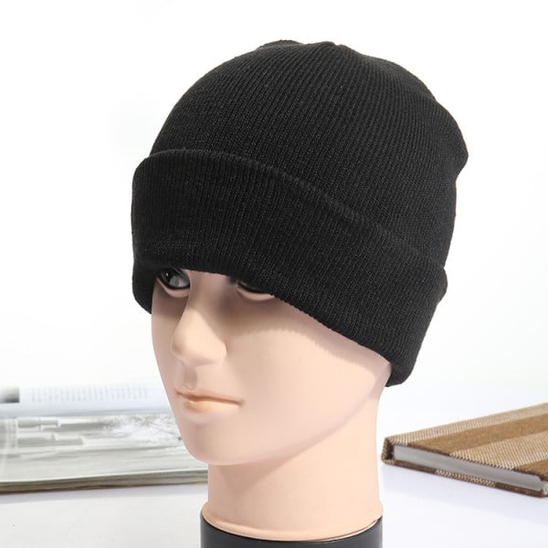 /HA/Sort kold hue 3 dele rund top skygge hue Strikket polyester hue til mænds vinter lys plade