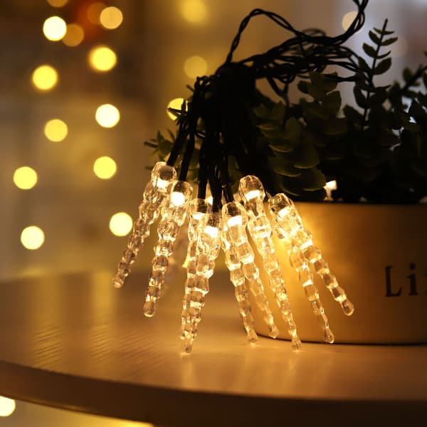 {HH}5 meter 20 lamper (8 funksjoner solenergi), varmhvit LED-istapp