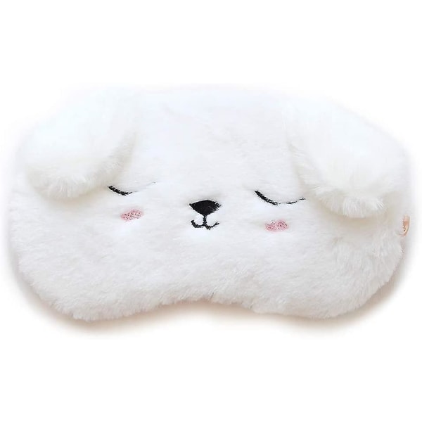 Sleep Mask, Comfortable Eye Night Mask Made Of 100% Natural Silk & Ultra-soft Plush Adjustable Sleeping For Travel Cute Cartoon Women Kids (white Dog)