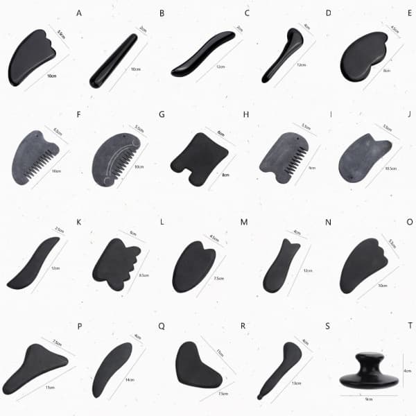 Sort Obsidian Gua Sha skrabende massageværktøj Jadestensbræt M