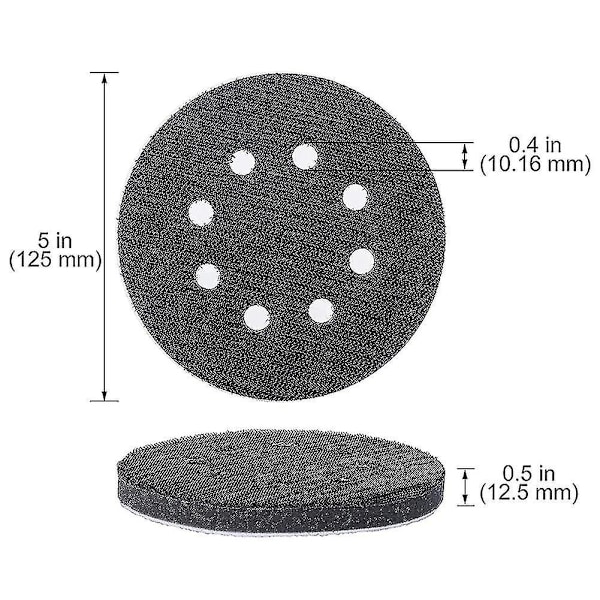 6 stk. 5 tommer (125 mm) 8-huls blød svamp grænseflade pad til slibepuder og krog & loop slibeskiver Fo-h