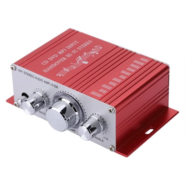 Mini digital bilstereo Hifi-lydmusikk CD DVD MP3 FM-spiller (rød)