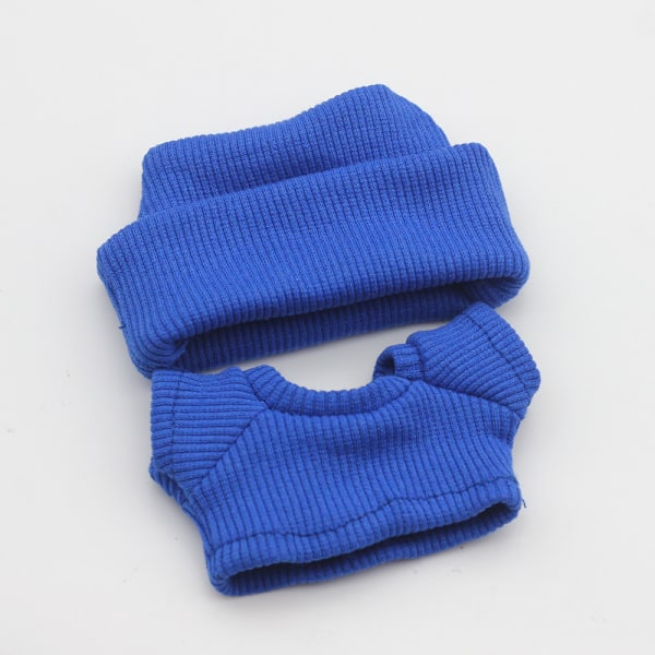 [HH]POPMART 17cm Labubu Första Andra Generationen Tröja T-Shirt Tecknad Leksak Docka Kläder Stickad Trådad Muddad Hatt Tillverkad av Bambu Dark blue