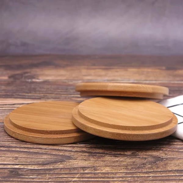 HA~4-pack Bambulock Trälåck Kaffemuggslock Trä Te Glaslock Dryckeslock Set