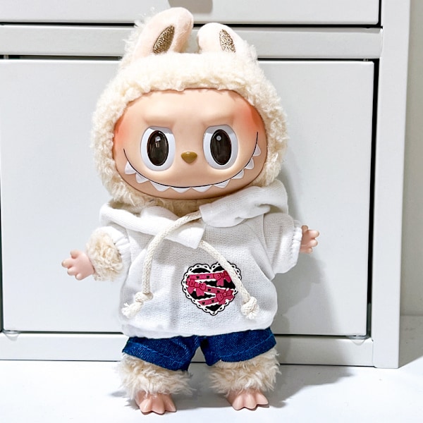 [HH] Dekorera Din 17cm Labubu Plysch Outfit Monsters Plysch Kläder för Vinter Skolväska Hängen 17cm 5 clothes only no plush