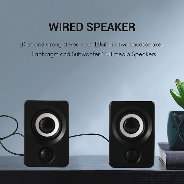 Surround-computerhøjttalere med stereo-usb-kablet, drevet multimediehøjttaler til pc/bærbare computere/smart-ph