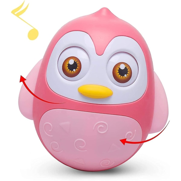 Stand-up Figure Penguin, Stand-up Man Motor Skills Toy With Wobbling And Ringing Effect, Music Wobbler Baby Toy 6 To 12 Months, Tumbler Toy For Boys A