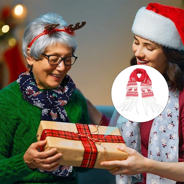 Unisex Jul Reinsdyr Snøfnugg Skjerf Høst Vinter Varm Strikket Langt Skjerf style3