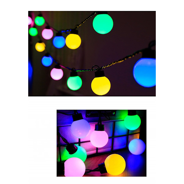 Eventyrlys Plug in Powered, 5M 20 LED Globe String Lights Vanntett, 8 Moduser Julelys Utendørs/Innendørs for Festdekorasjoner