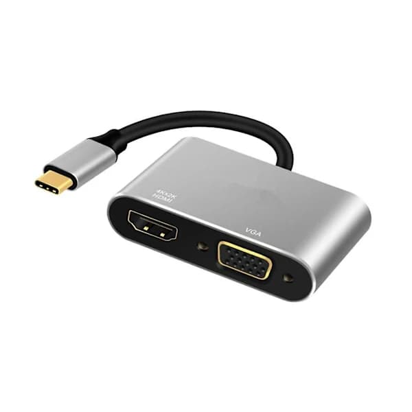 HA~2-i-1 USB Typ C Hub 4K HDMI & VGA Port Display Adapter Splitter
