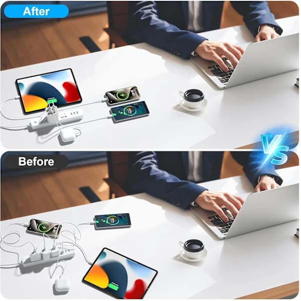 HA~50W USB C-kontakt Hurtiglading 6-Port Multi USB-lader Hurtigladekontakt