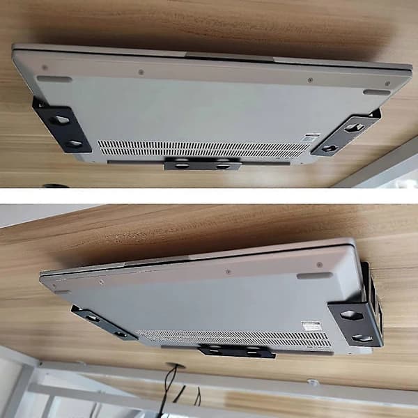 Laptopfeste under skrivebordet, plassbesparende holder, feste, notatbokholder, display