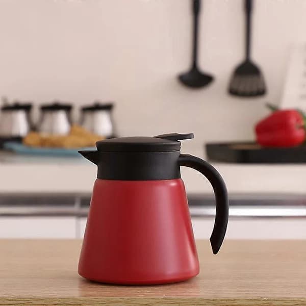 Termokande i rustfrit stål/Dobbeltvægget vakuumisoleret 680ML kaffekande med trykknap