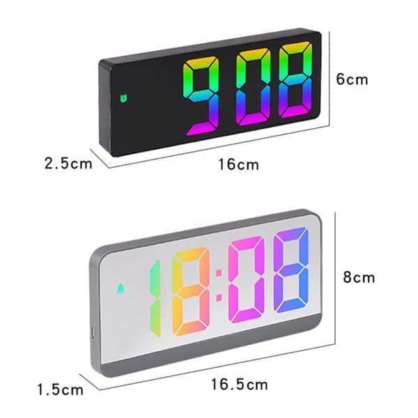 LED Digital Väggklocka - Extra stor display med tid, datum & temperatur | Sängbords-/väggklocka med larmfunktion