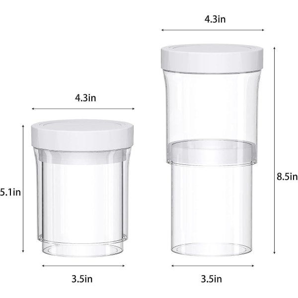 1 st Retraktil matförvaringsburkar, runda genomskinliga plastburkar med silikontätning