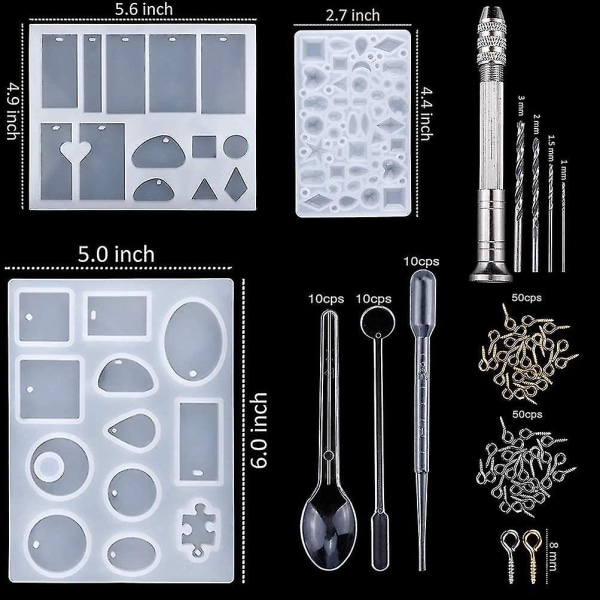 Resin Kit til begyndere med silikoneforme - Resin smykkefremstillingskit