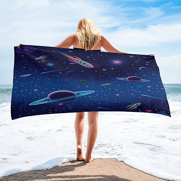 Planet Universe Strandhåndkle i mikrofiber, hurtigtørkende, til hjemmeinnredning, reiser, camping, yoga, treningsstudio, badehåndkle for kvinner, barn og menn, gaver