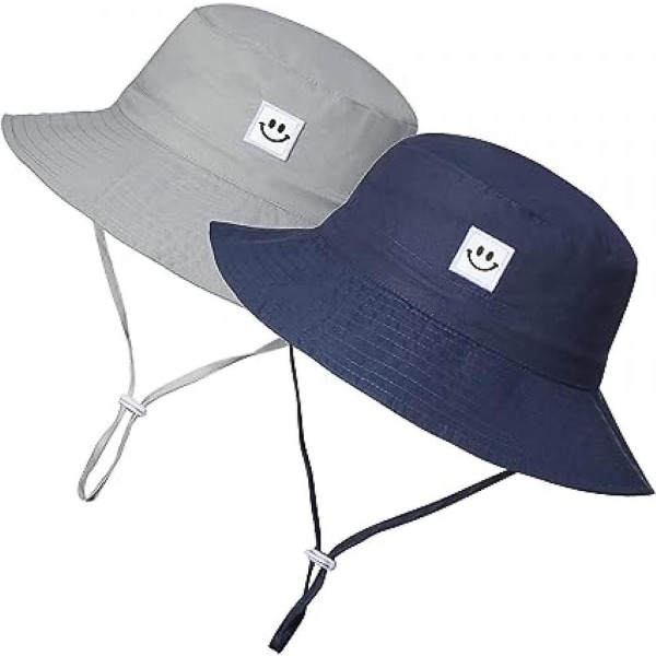 Baby Solhat Smil Ansigt UPF 50+ Toddler Bucket Hat til Drenge Piger 2stk