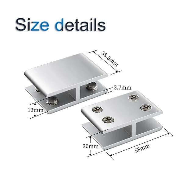 2 st glasklämma dubbelsidig aluminiumlegering glashyllstöd fäste glasklämma