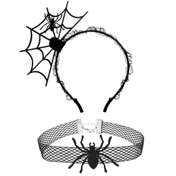 /HA/2-pakning Halloween kostymer, edderkoppkrage + skummel gresskar hodebøyle